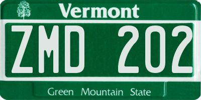 VT license plate ZMD202