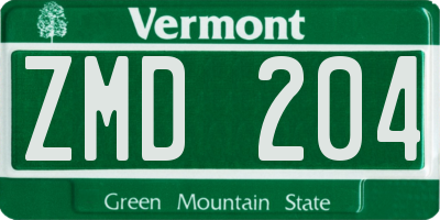 VT license plate ZMD204