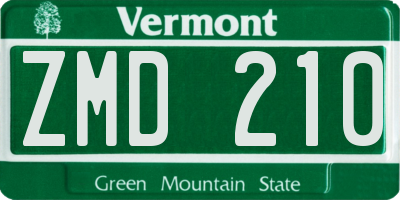 VT license plate ZMD210
