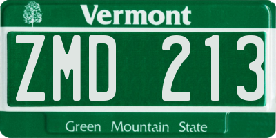 VT license plate ZMD213