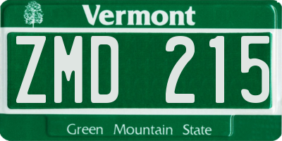 VT license plate ZMD215