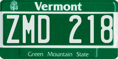 VT license plate ZMD218