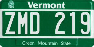 VT license plate ZMD219