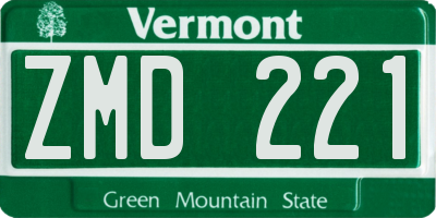 VT license plate ZMD221