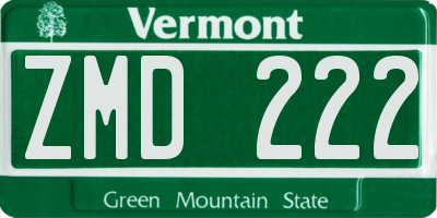 VT license plate ZMD222