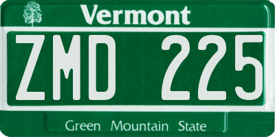 VT license plate ZMD225