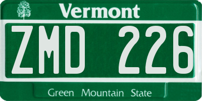 VT license plate ZMD226