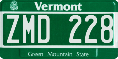 VT license plate ZMD228