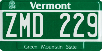 VT license plate ZMD229