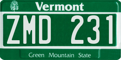 VT license plate ZMD231