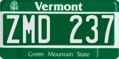 VT license plate ZMD237