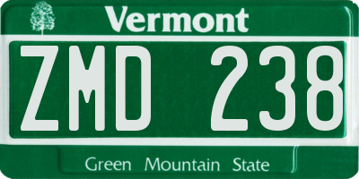 VT license plate ZMD238