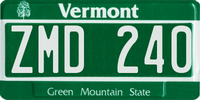 VT license plate ZMD240