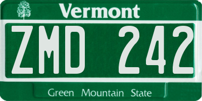 VT license plate ZMD242