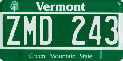 VT license plate ZMD243