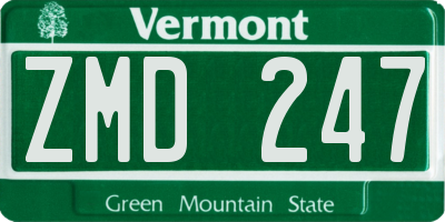 VT license plate ZMD247