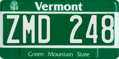 VT license plate ZMD248