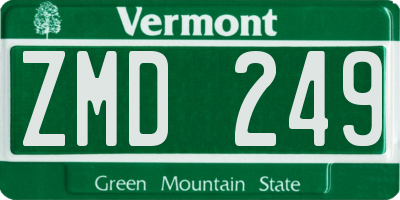 VT license plate ZMD249