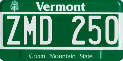 VT license plate ZMD250