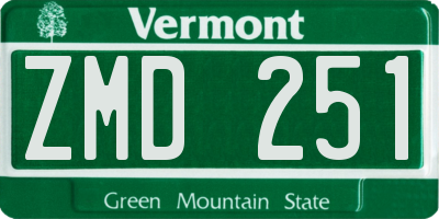 VT license plate ZMD251