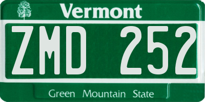 VT license plate ZMD252