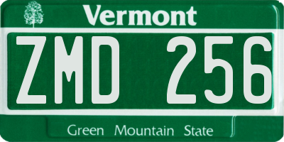 VT license plate ZMD256