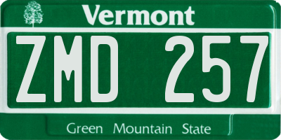 VT license plate ZMD257