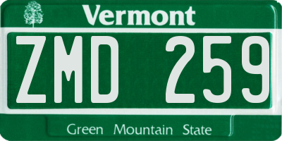 VT license plate ZMD259
