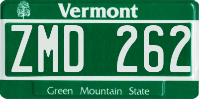 VT license plate ZMD262