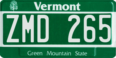 VT license plate ZMD265