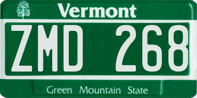 VT license plate ZMD268