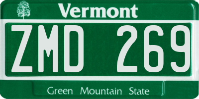 VT license plate ZMD269
