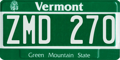 VT license plate ZMD270