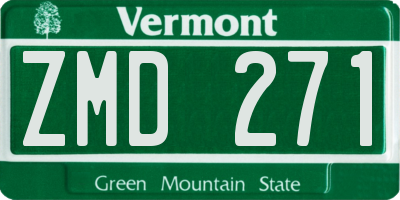 VT license plate ZMD271