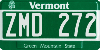 VT license plate ZMD272