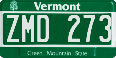 VT license plate ZMD273
