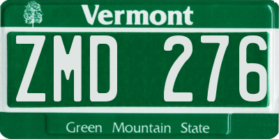 VT license plate ZMD276
