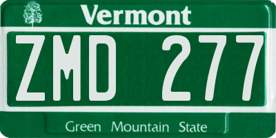VT license plate ZMD277