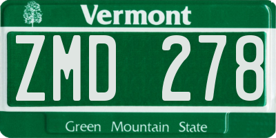 VT license plate ZMD278