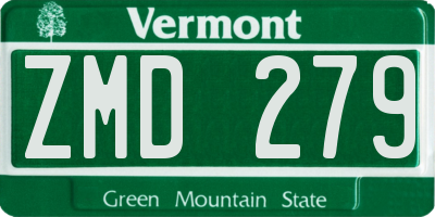 VT license plate ZMD279
