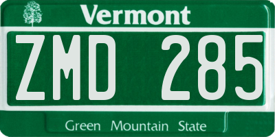VT license plate ZMD285