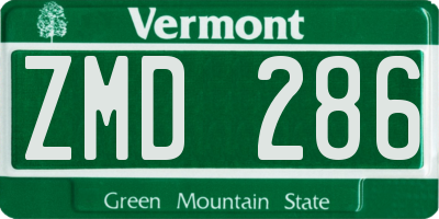VT license plate ZMD286