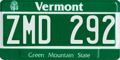 VT license plate ZMD292
