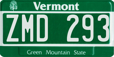 VT license plate ZMD293