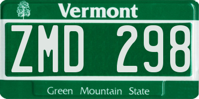 VT license plate ZMD298