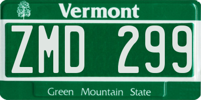 VT license plate ZMD299