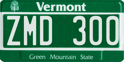 VT license plate ZMD300