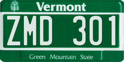 VT license plate ZMD301