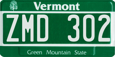 VT license plate ZMD302