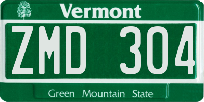 VT license plate ZMD304
